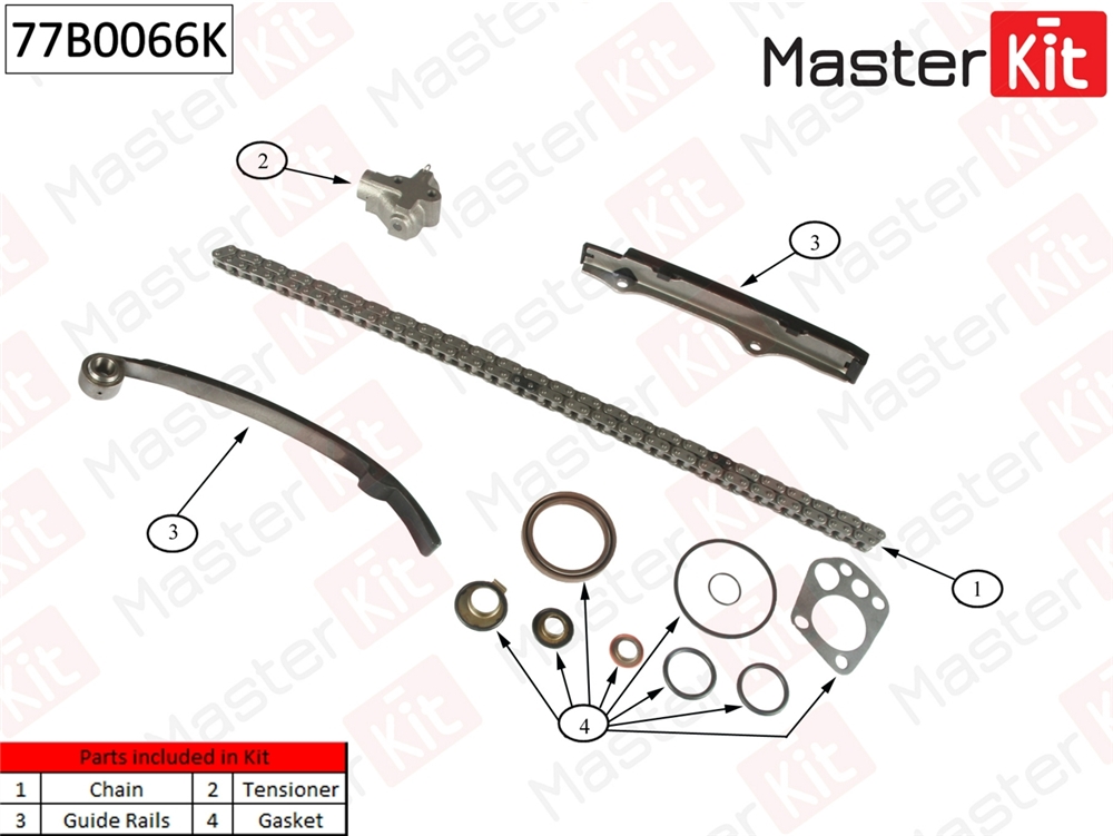 MASTERKIT 77B0066K Комплект цепи ГРМ Ford Maverick 2.4 i 93-98NISSAN Terrano II 2.4 I KA24E 92-02 (без звезд