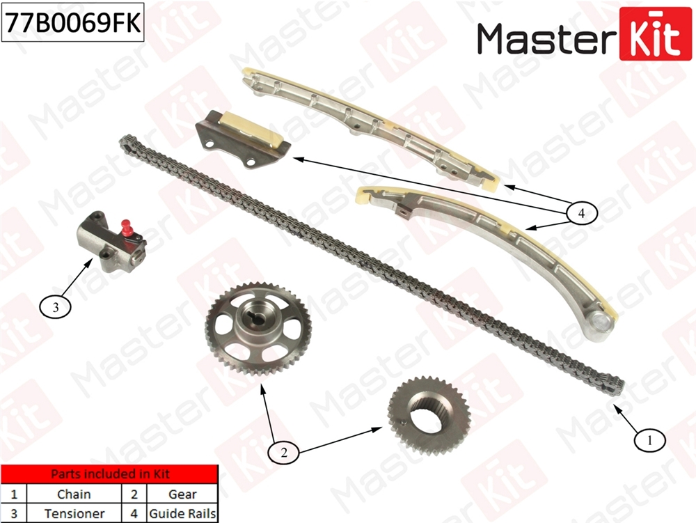 MASTERKIT 77B0069FK Комплект цепи ГРМ HONDA ACCORD/CIVIC/CR-V 01- co звездочками