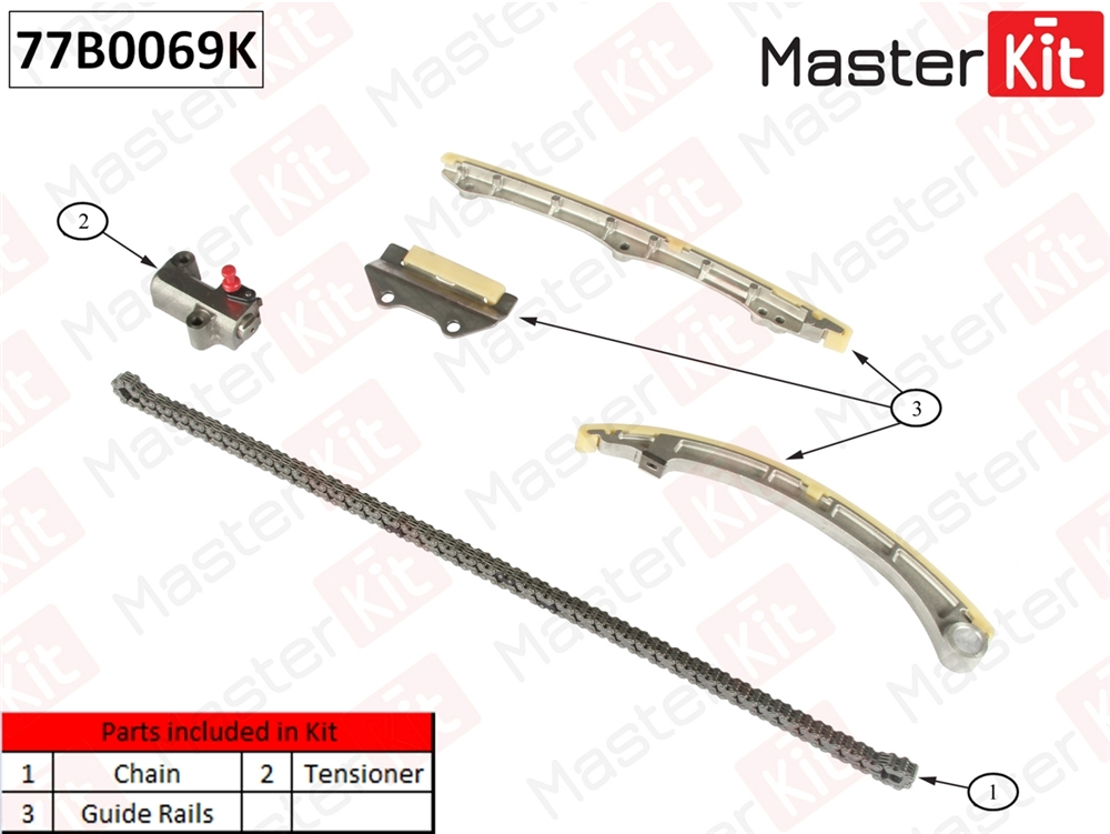 MASTERKIT 77B0069K Комплект цепи ГРМ HONDA ACCORD/CIVIC/CR-V 01- без звездочек