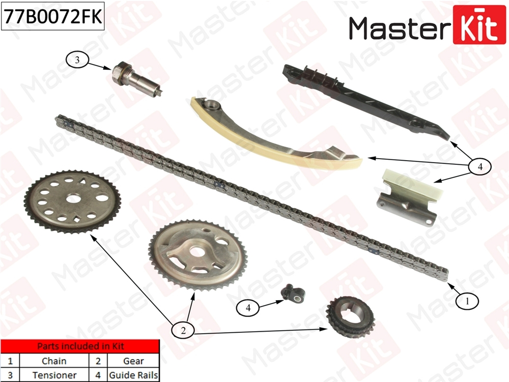 MASTERKIT 77B0072FK Комплект цепи ГРМ OPEL Vectra 2.2i 16V Z22YH 03-  77B0072FK