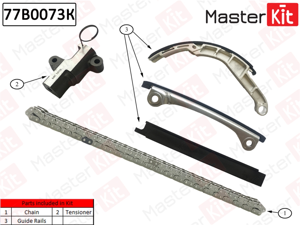 MASTERKIT 77B0073K Комплект цепи ГРМ NISSAN NAVARA YD25DDTi 02-08 без звездочек