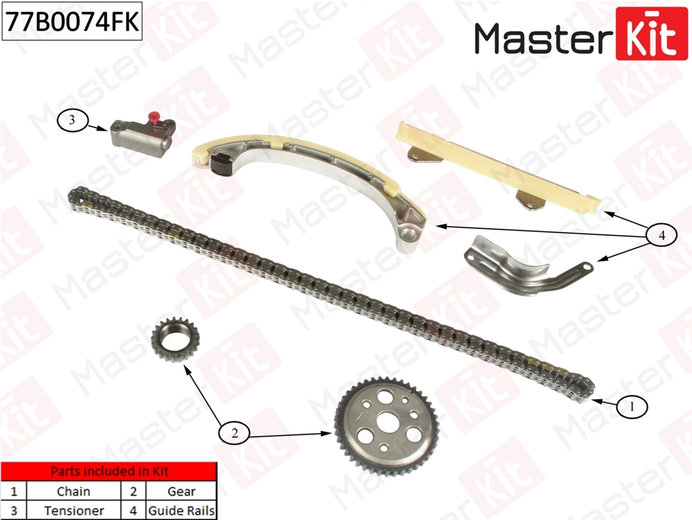 MASTERKIT 77B0074FK Комплект цепи ГРМ Toyota YARIS 2SZ-FE 99-05