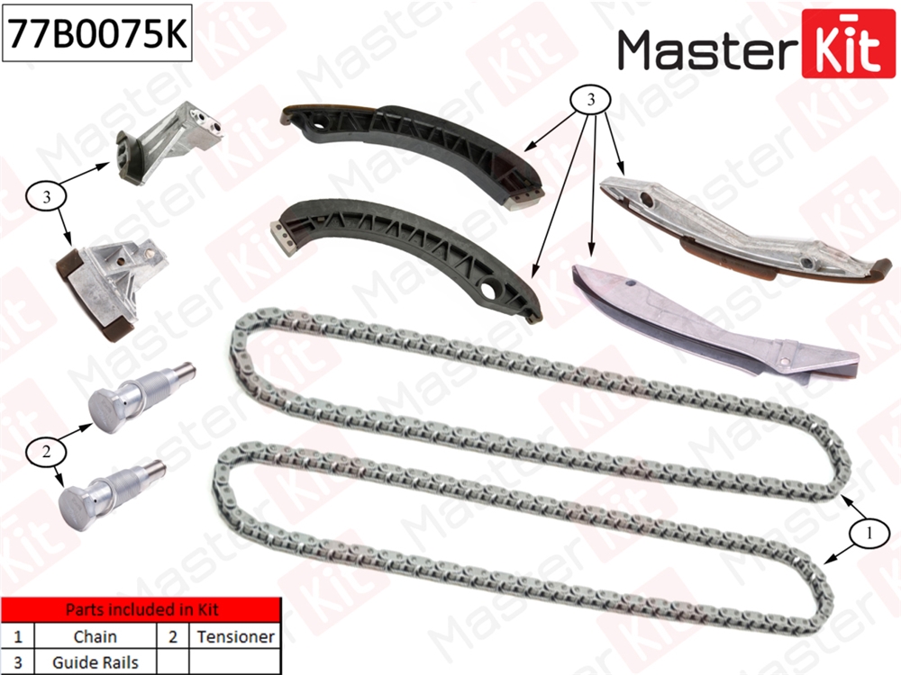 MASTERKIT 77B0075K Комплект цепи ГРМ BMW 4.4 N62 без звездочек