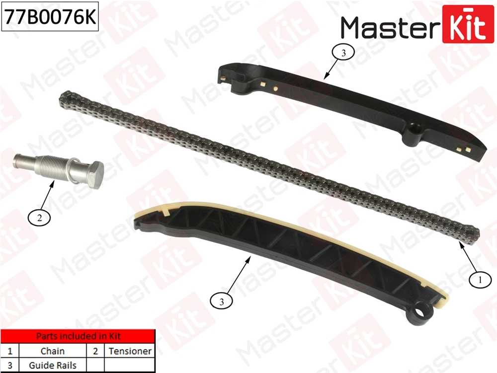 MASTERKIT 77B0076K Комплект цепи ГРМ Audi A1/A3/Seat Leon/Skoda Octavia/Volkswagen GOLF VI CBZA/CBZB 1.2 TSI