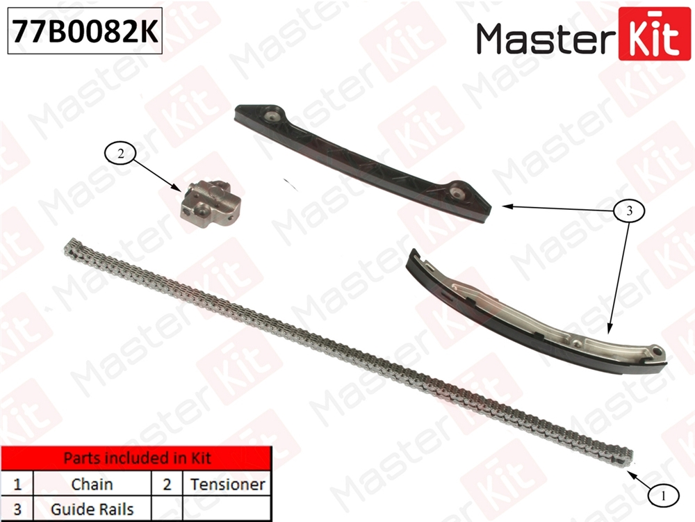 MASTERKIT 77B0082K Комплект цепи ГРМ MAZDA 6 2.3 без звездочек