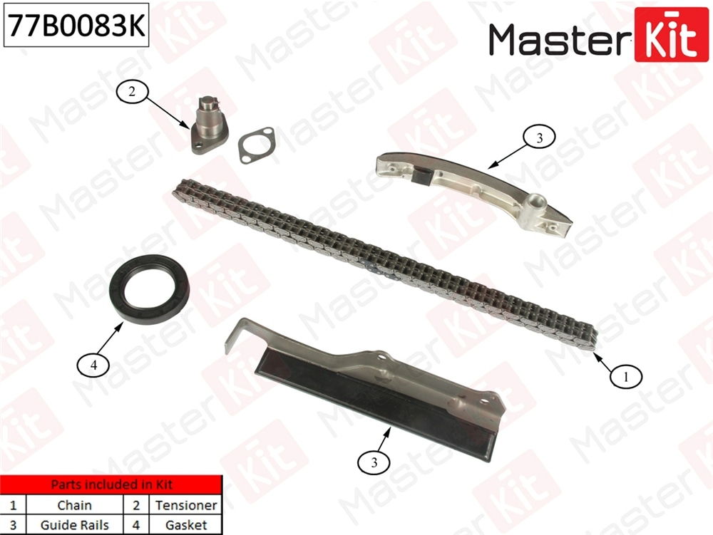 MASTERKIT 77B0083K Комплект цепи ГРМ MITSUBISHI Pajero II 2.8 TD 4M40-T 94-99 (без звездочек)
