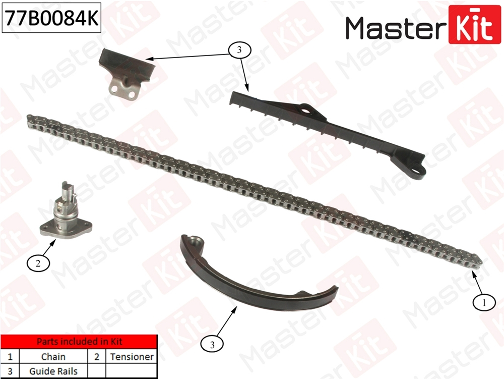 MASTERKIT 77B0084K Комплект цепи ГРМ NISSAN PRIMERA 2.0i 16V без звездочек
