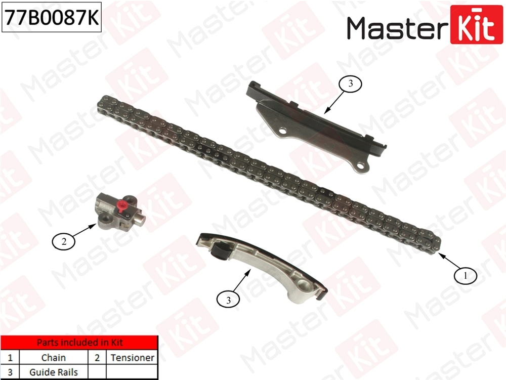 MASTERKIT 77B0087K Комплект цепи ГРМ Nissan Patrol/Renault Master 3.0DTi ZD3 00- (без звездочек)