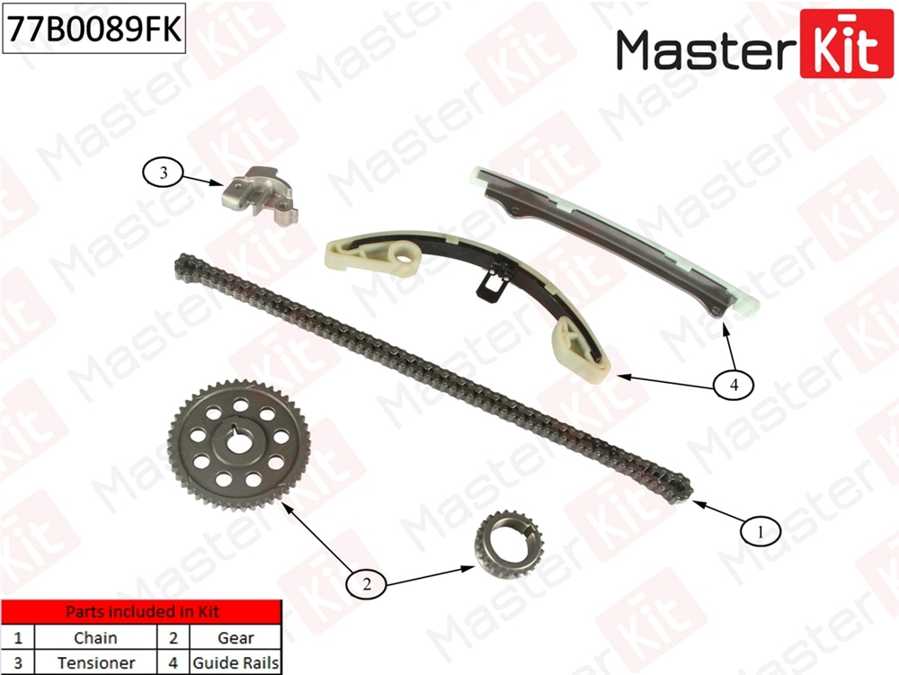 MASTERKIT 77B0089FK Комплект цепи ГРМ Honda Jazz/Civic 1.3i L13 05-
