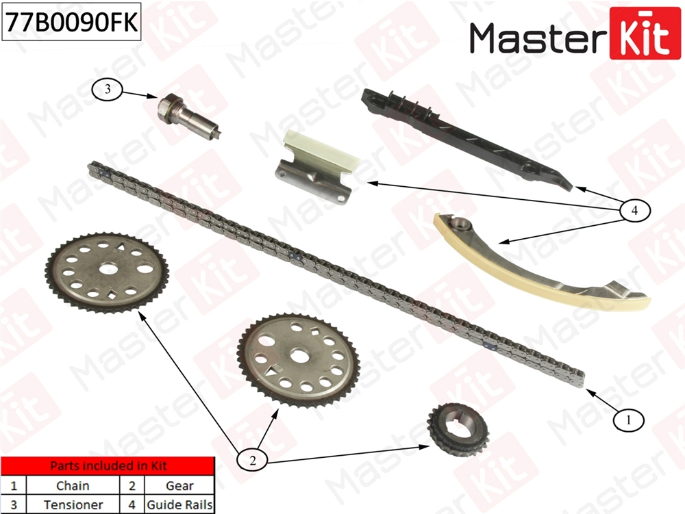 MASTERKIT 77B0090FK Комплект цепи ГРМ OPEL VECTRA Z20NET 03-09 co звездочками