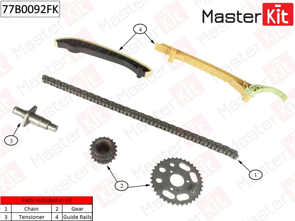 MASTERKIT 77B0092FK Комплект цепи ГРМ Mercedes-Bez W168 1.4i - 1.6i M166 97-05