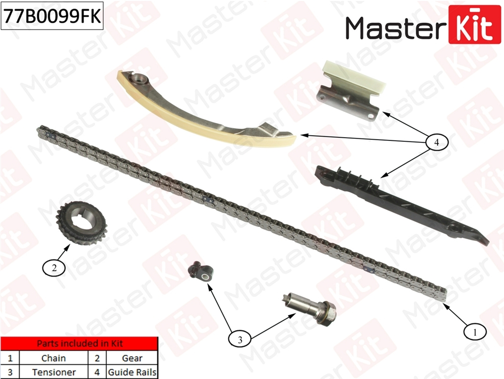 MASTERKIT 77B0099FK Комплект цепи ГРМ OPEL INSIGNIA 2.0T A20NHT 08- co звездочками