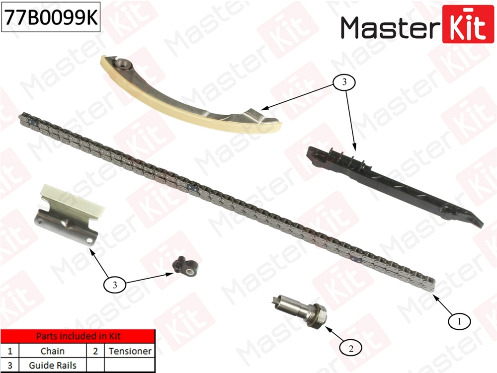 MASTERKIT 77B0099K Комплект цепи ГРМ OPEL INSIGNIA 2.0T 08- без звездочек