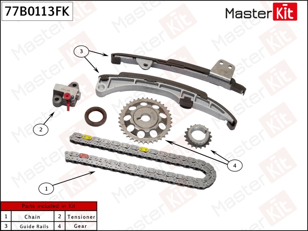 MASTERKIT 77B0113FK Комплект цепи ГРМ TOYOTA 1NZ-FE co звездочками