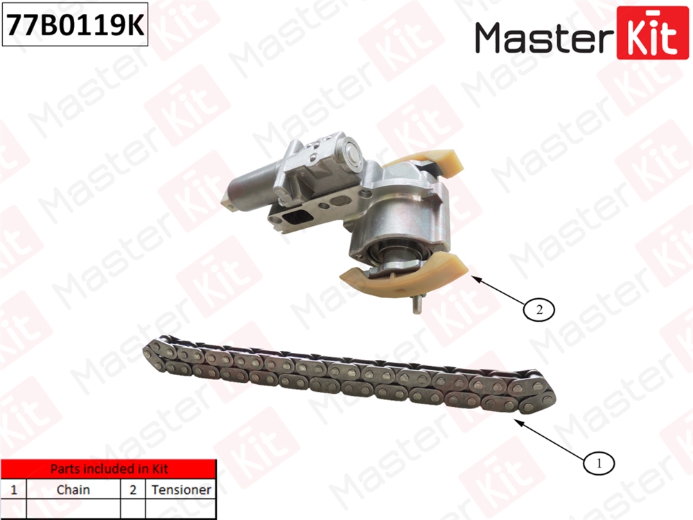 MASTERKIT 77B0119K Комплект цепи привода распредвала (4-6) Audi A4/A6/A8/VW PASSAT 2.4-2.8L AGA.ALF.AML.
