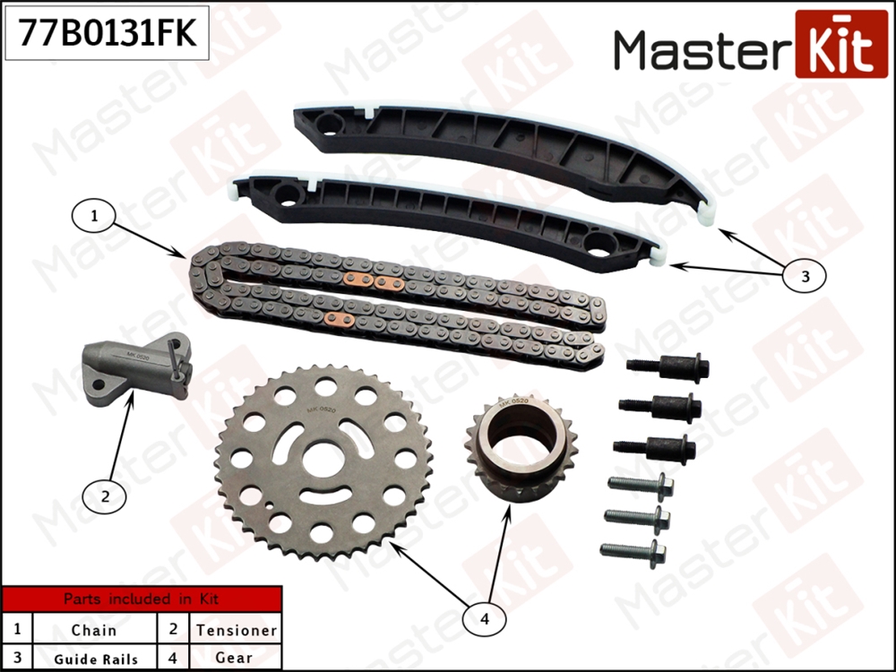 MASTERKIT 77B0131FK Комплект цепи ГРМ Renault 1.6 dCi R9M