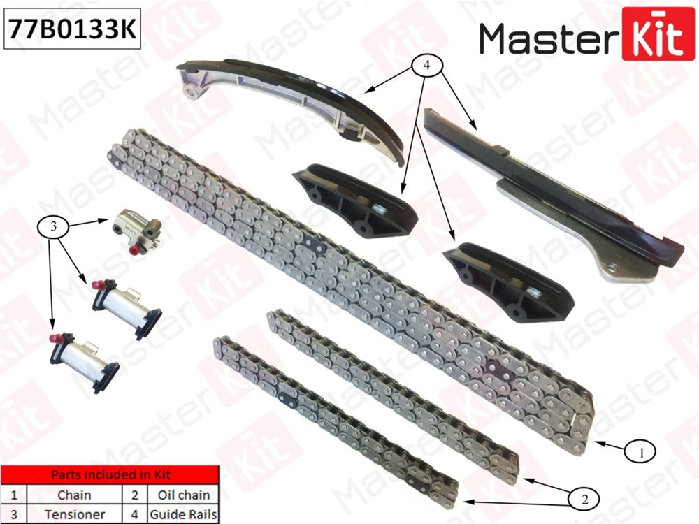 MASTERKIT 77B0133K Комплект цепи ГРМ Toyota/Lexus Camry/ 3.5i 2GR-FE 06-15 (без звездочек)