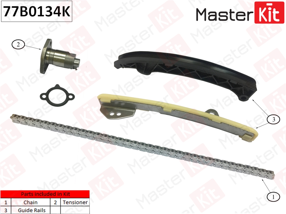 MASTERKIT 77B0134K Комплект цепи ГРМ Toyota/Lexus Rav-4/Avensis/NX 3ZR-FAE/3ZR-FE 09- (без звездочек)