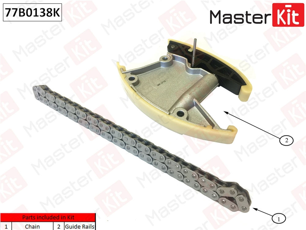 MASTERKIT 77B0138K Комплект цепи ГРМ VAG 3.0TDI 06- без звездочек