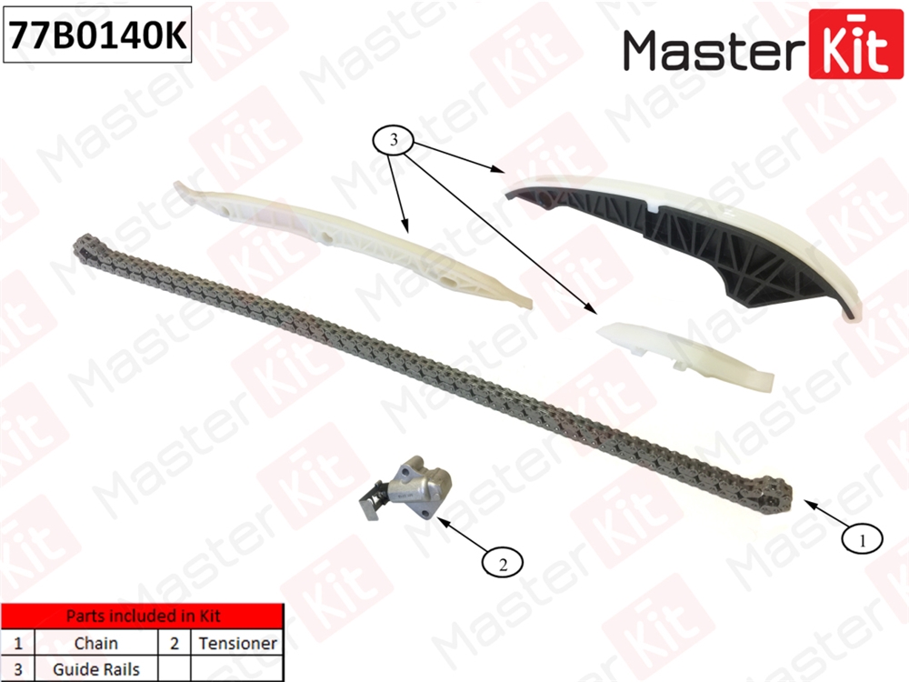 MASTERKIT 77B0140K Комплект цепи ГРМ (без звездочек)  VAG CJXC 77B0140K