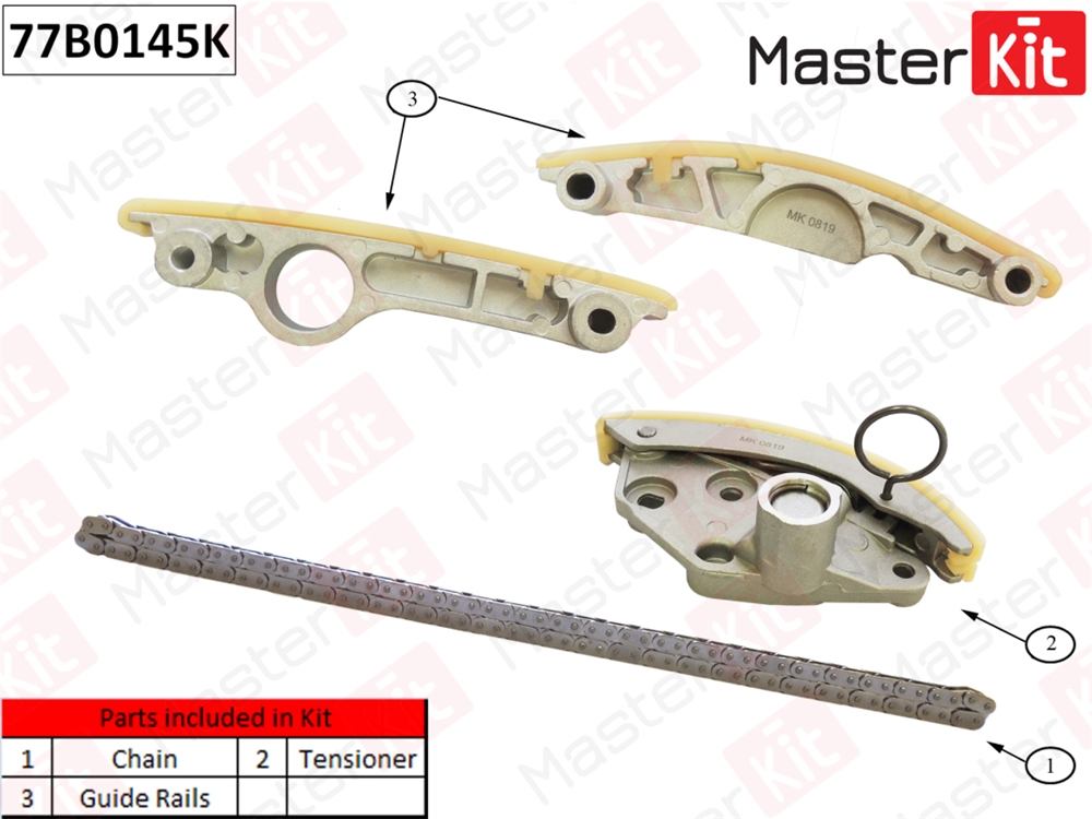 MASTERKIT 77B0145K Комплект цепи ГРМ AUDI Q5 3.0 TFSI CTUC/CTVA 12- без звездочек