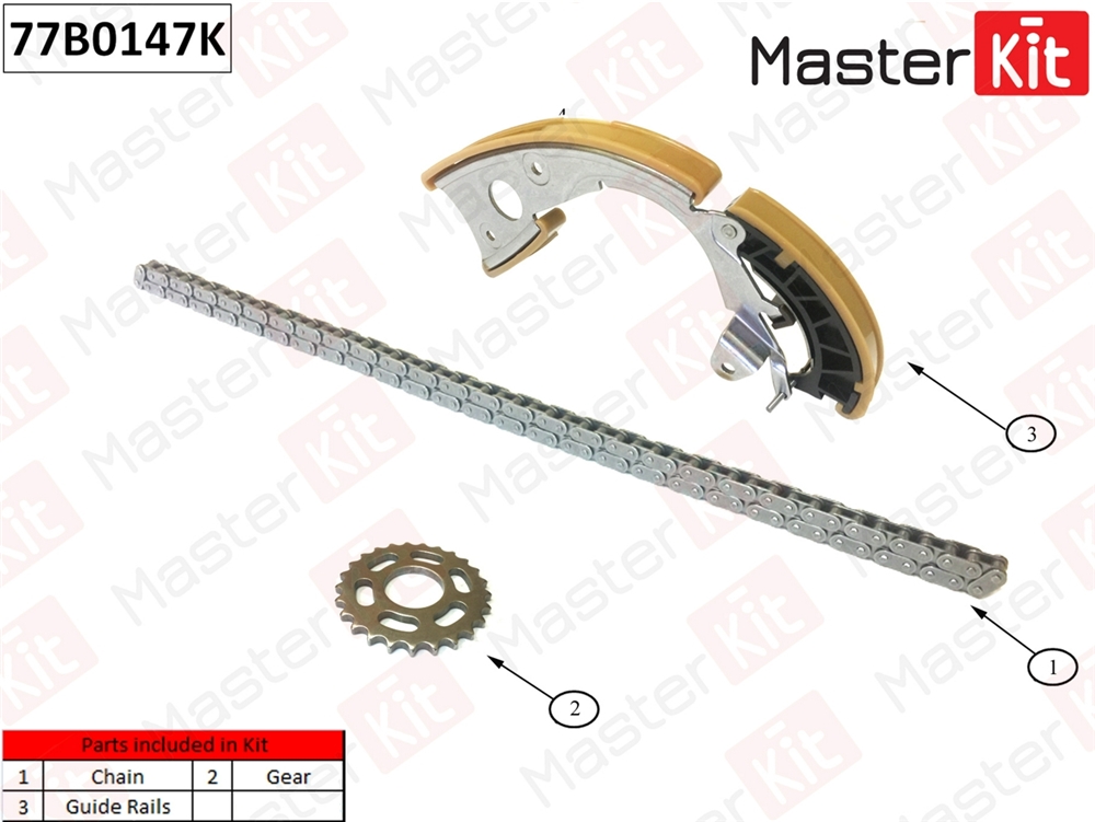 MASTERKIT 77B0147K Комплект цепи ГРМ (нижняя) Audi A4/A5/A6/Q5/Q7 Volkswagen TOUAREG 2.8-3.2 FSI BDX/AUK/CTUC