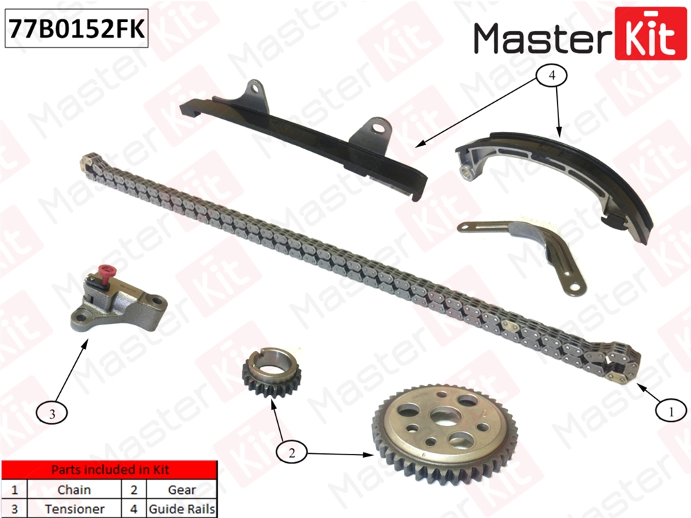 MASTERKIT 77B0152FK Комплект цепи ГРМ TOYOTA 1.0 1SZ-FE CO звездочками CO звездочками