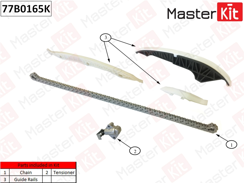 MASTERKIT 77B0165K Комплект цепи ГРМ VAG 2.0TSI 12- без звездочек