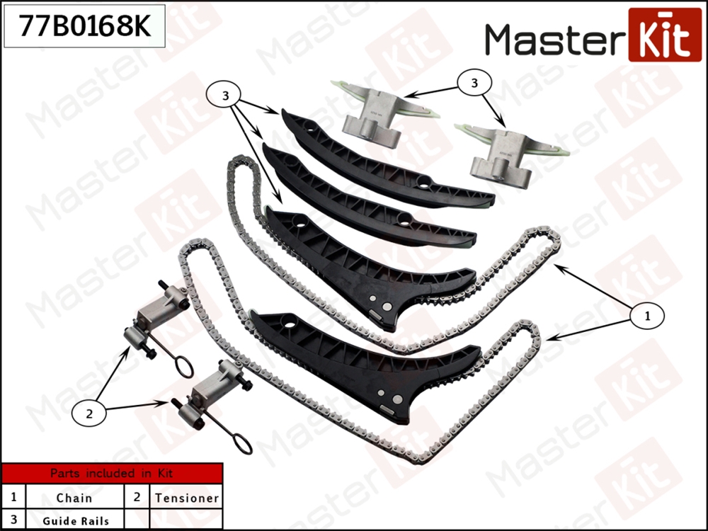 MASTERKIT 77B0168K Комплект цепи ГРМ BMW N63 без звездочек