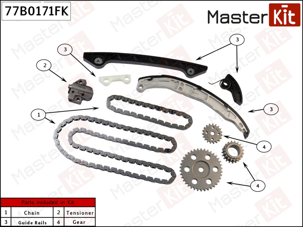 MASTERKIT 77B0171FK Комплект цепи ГРМ FORD 2.3 07- co звездочками