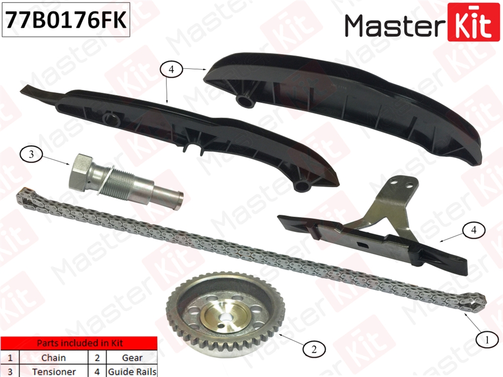 MASTERKIT 77B0176FK Комплект цепи ГРМ SSANGYONG G20D co звездочками 77B0176FK