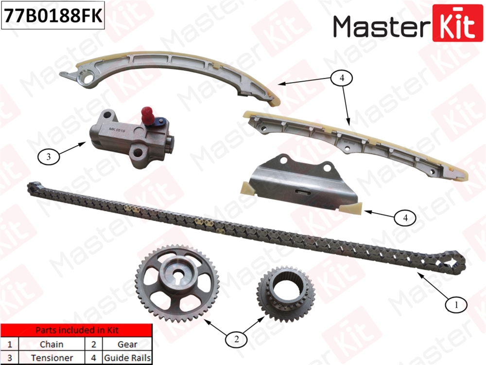 MASTERKIT 77B0188FK Комплект цепи ГРМ HONDA Accord 2.4 K24Z3 2008- 77B0188FK