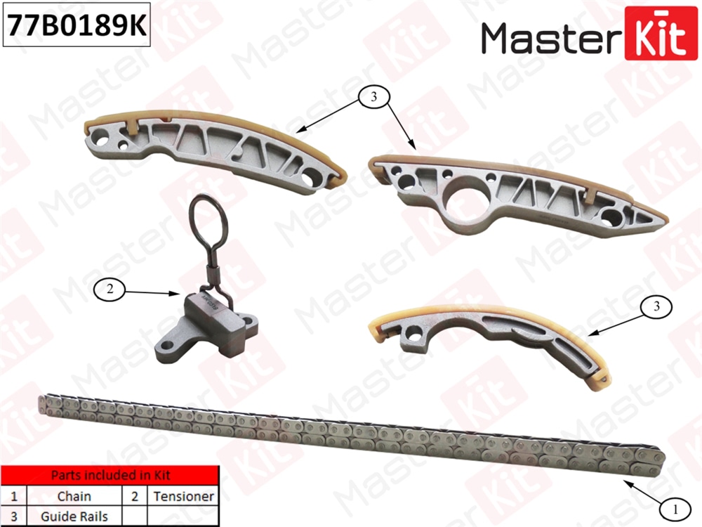 MASTERKIT 77B0189K Комплект цепи ГРМ Audi A4/A6/A8 2005-2010 BBK,AUK