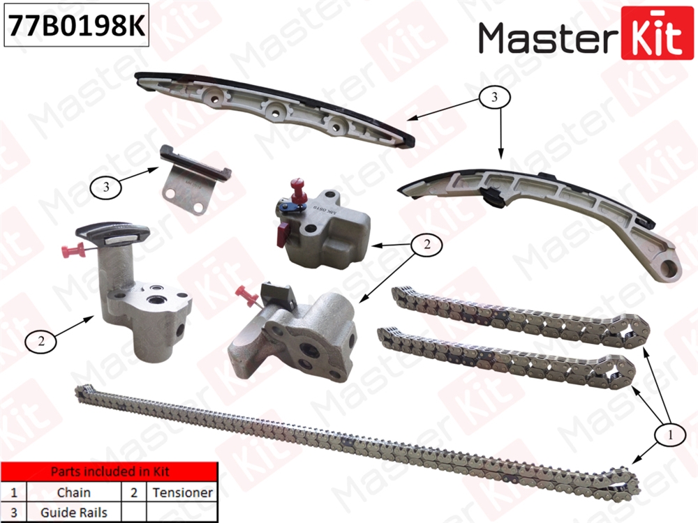 MASTERKIT 77B0198K Комплект цепи ГРМ Nissan/Infiniti Murano/FX 3.5i VQ35DE 2004-2009