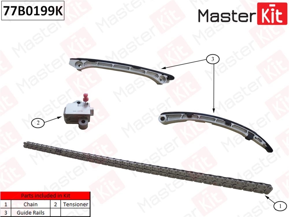 MASTERKIT 77B0199K Комплект цепи ГРМ Mazda CX-7 L3VDT 2007-(без звездочек)