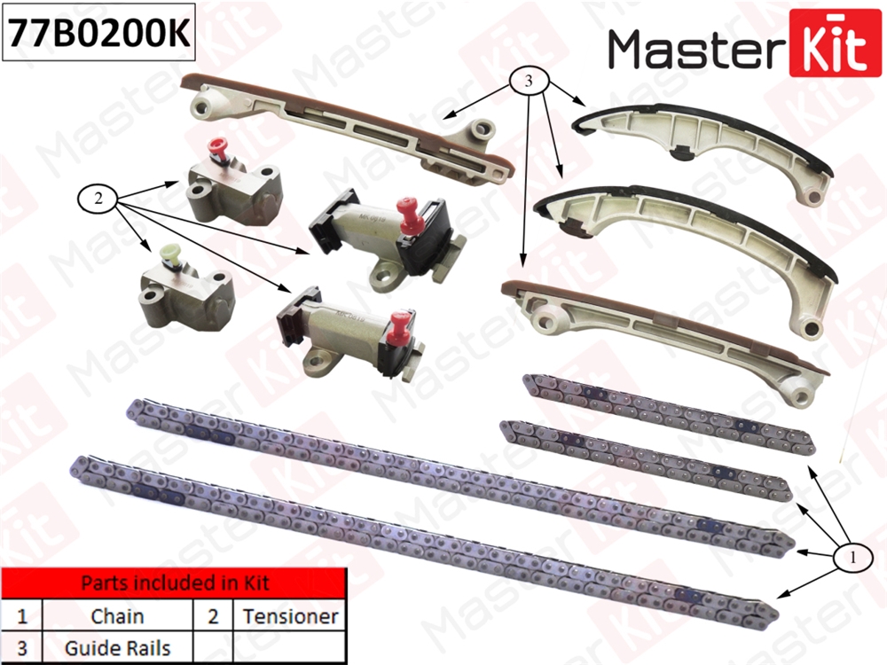 MASTERKIT 77B0200K Комплект цепи ГРМ TOYOTA LAND CRUISER 4.6 1UR-FE без звездочек
