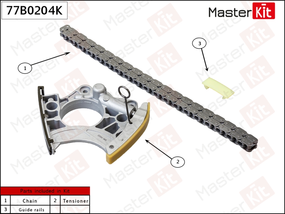 MASTERKIT 77B0204K Комплект цепи ГРМ AUDI 2.8-3.2 05- (лев.) без звездочек
