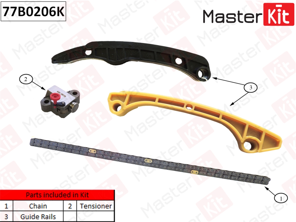MASTERKIT 77B0206K Комплект цепи ГРМ Mitsubishi LANCER 4A91,4A92 77B0206K