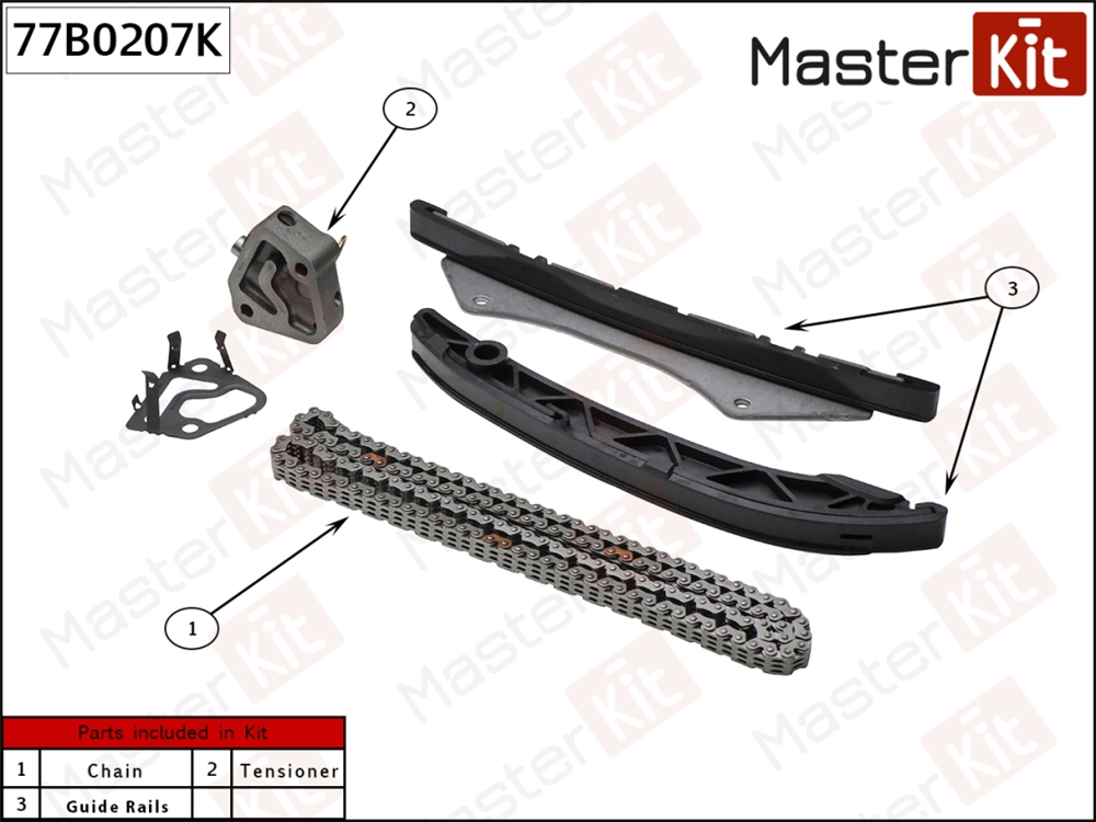 MASTERKIT 77B0207K Комплект цепи ГРМ Chevrolet Cobalt 1.5i B15D2 13- Masterkit