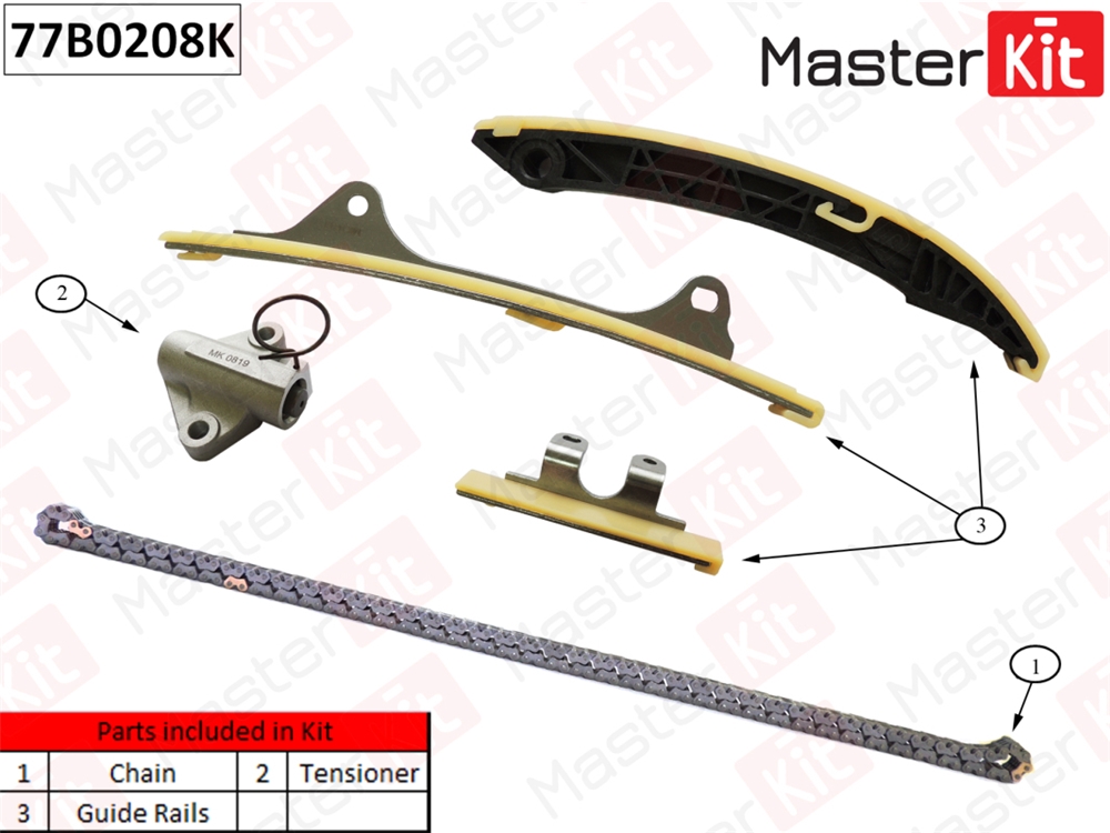 MASTERKIT 77B0208K Комплект цепи ГРМ Hyundai/Kia I20/SOLARIS G4LC 2017-