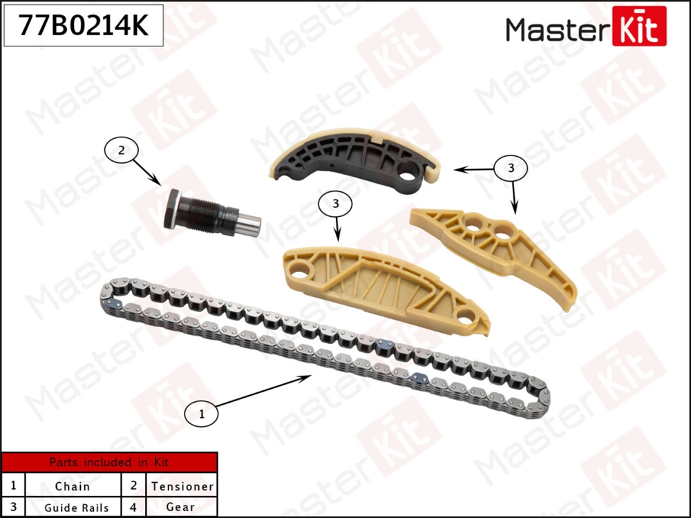 MASTERKIT 77B0214K Комплект цепи промежуточного вала AUDI A3/SKODA 2.0T 16- CZPB/CZPA без