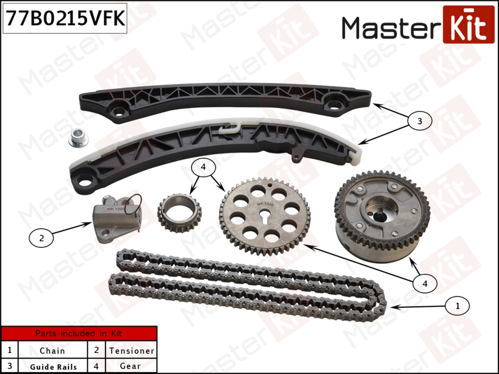 MASTERKIT 77B0215VFK Комплект цепи ГРМ SUZUKI GRAND VITARA 2.4L J24B 08- co звездочками