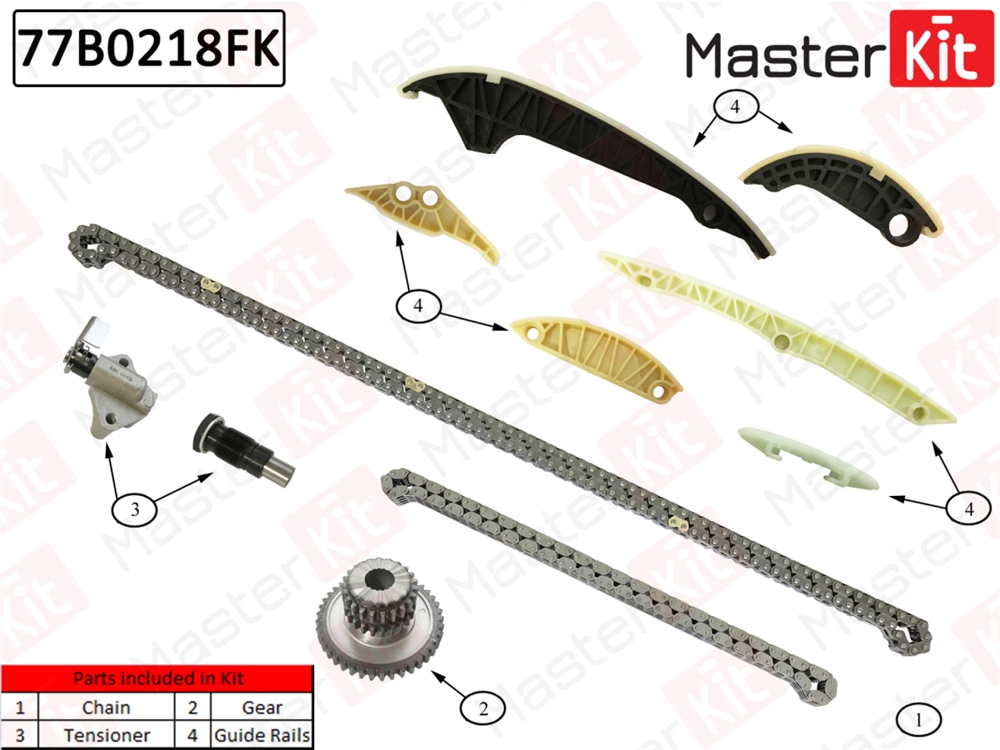 MASTERKIT 77B0218FK Комплект цепи ГРМ Audi A5.A6.Q5 2.0 TFSI 08- 77B0218FK