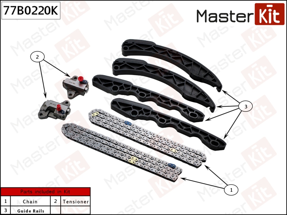 MASTERKIT 77B0220K Комплект цепи ГРМ Subaru FA20D,FA25,FB20,FB25,FB16