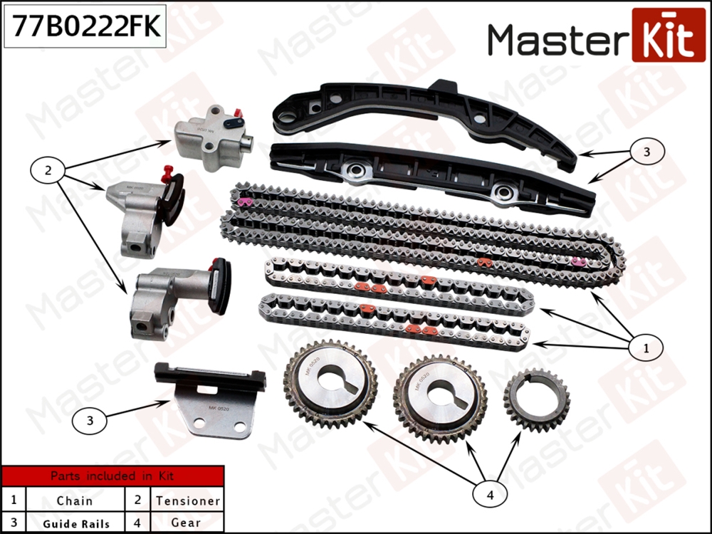 MASTERKIT 77B0222FK Комплект цепи ГРМ Nissan VQ37VHR