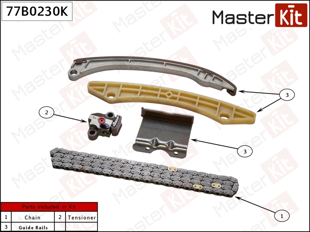 MASTERKIT 77B0230K Комплект цепи ГРМ  (без звездочек)
