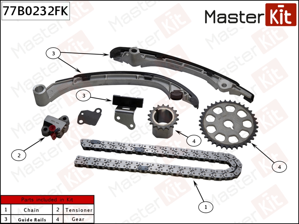 MASTERKIT 77B0232FK Комплект цепи ГРМ TOYOTA LAND CRUISER 120/4RUNNER 2.7L 2TR-FE 02-