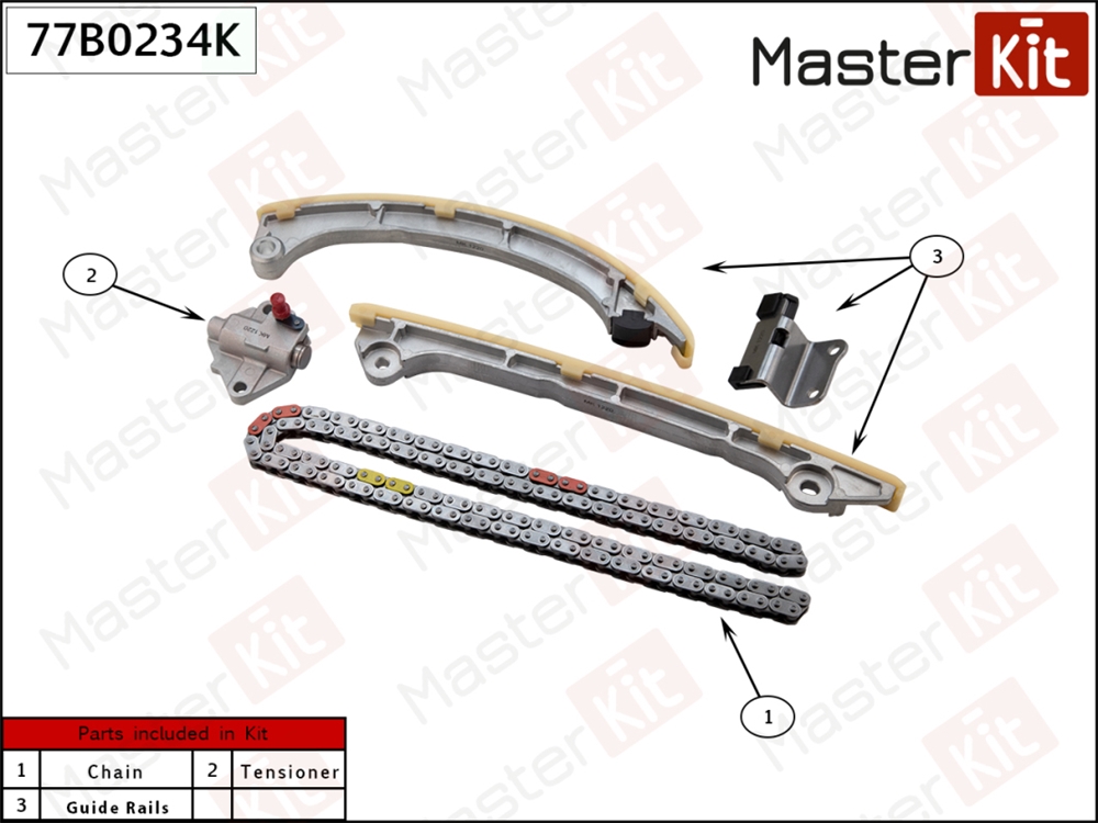 MASTERKIT 77B0234K Комплект цепи ГРМ MAZDA CX-5/CX-9 2.5L PY-VPS 09- без звездочек