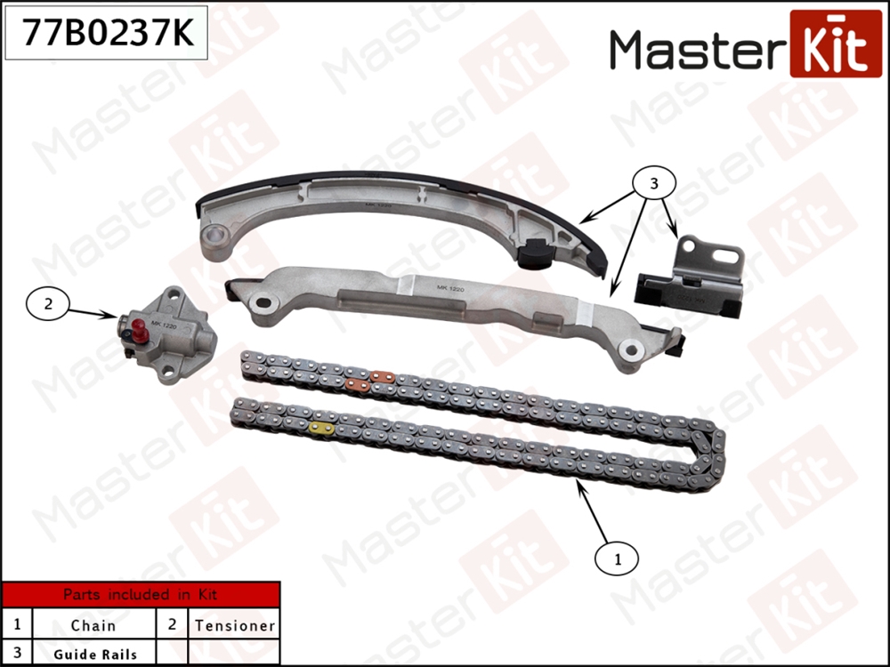 MASTERKIT 77B0237K Комплект цепи ГРМ MAZDA 3/6/CX-5 2.0L PE-VPS 13- (без звездочек)