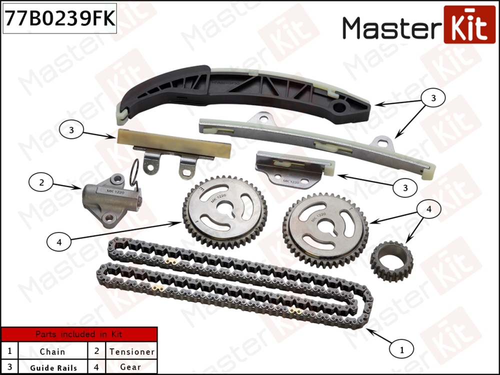 MASTERKIT 77B0239FK Комплект цепи ГРМ HYUNDAI i10/i20 1.2 G4LA 08-